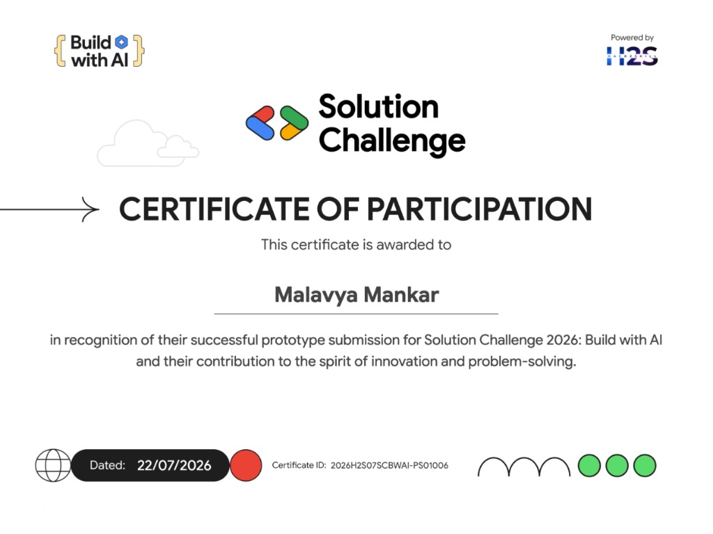 Google Solution Challenge certificate